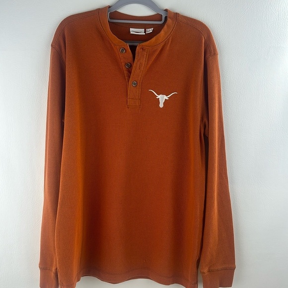 Texas Longhorn Waffle Knit Thermal Long Sleeve Shirt - Picture 1 of 8